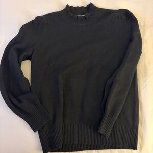 LOFT Black Knit Sweater with Ruffle Detail